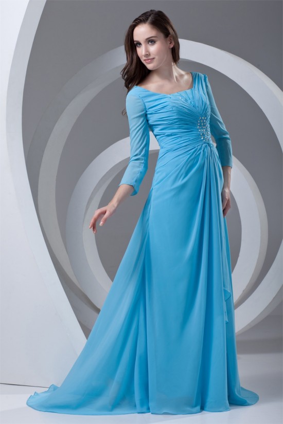 Sheath/Column 3/4 Sleeve Beaded Chiffon Square Mother of the Bride Dresses 2040173 Sheath/Column 3/4 Sleeve Beaded Chiffon Square Mother of the Bride Dresses 2040173