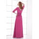 Sheath/Column Lace Chiffon V-Neck Half Elbow Length Prom/Formal Evening Dresses 2040180