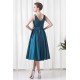 A-Line V-Neck Handmade Flowers Sleeveless Tea Length Mother of the Bride Dresses 2040181