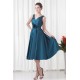 A-Line V-Neck Handmade Flowers Sleeveless Tea Length Mother of the Bride Dresses 2040181