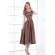 A-Line Short Scoop Elastic Woven Satin Tea Length Mother of the Bride Dresses 2040189
