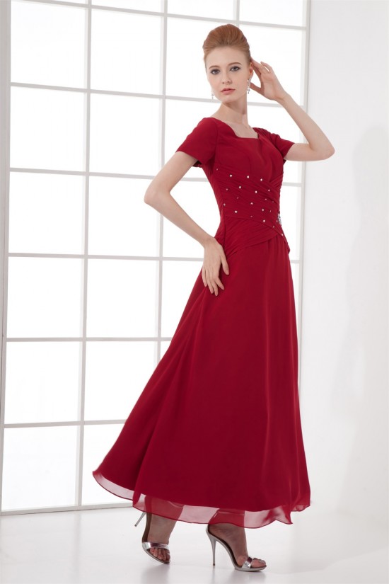 A-Line Chiffon Square Beading Ankle-Length Mother of the Bride Dresses 2040199 A-Line Chiffon Square Beading Ankle-Length Mother of the Bride Dresses 2040199