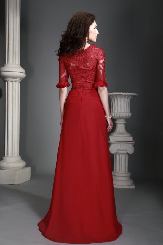 Sheath/Column Lace Chiffon Long Mother of the Bride Dresses 2040217
