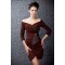 Short/Mini Pleated 3/4 Sleeve V-Neck Mother of the Bride Dresses 2040219