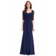 Long Navy Blue Half Sleeves Lace Chiffon Mother of The Bride Dresses 3040001 Long Navy Blue Half Sleeves Lace Chiffon Mother of The Bride Dresses 3040001