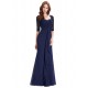Long Navy Blue Half Sleeves Lace Chiffon Mother of The Bride Dresses 3040001 Long Navy Blue Half Sleeves Lace Chiffon Mother of The Bride Dresses 3040001