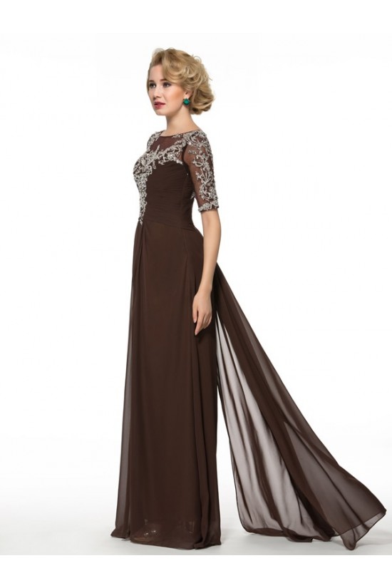 Short Sleeve Chiffon Floor Length Mother of The Bride Dresses 3040006