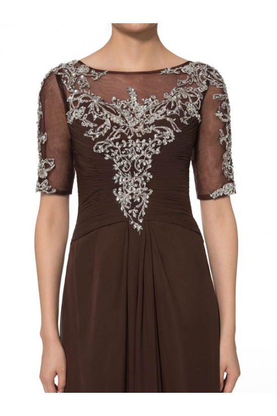 Short Sleeve Chiffon Floor Length Mother of The Bride Dresses 3040006