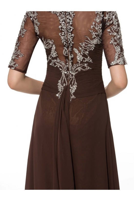 Short Sleeve Chiffon Floor Length Mother of The Bride Dresses 3040006