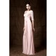 Long Pink Lace Chiffon Half Sleeves Floor Length Mother of The Bride Dresses 3040009
