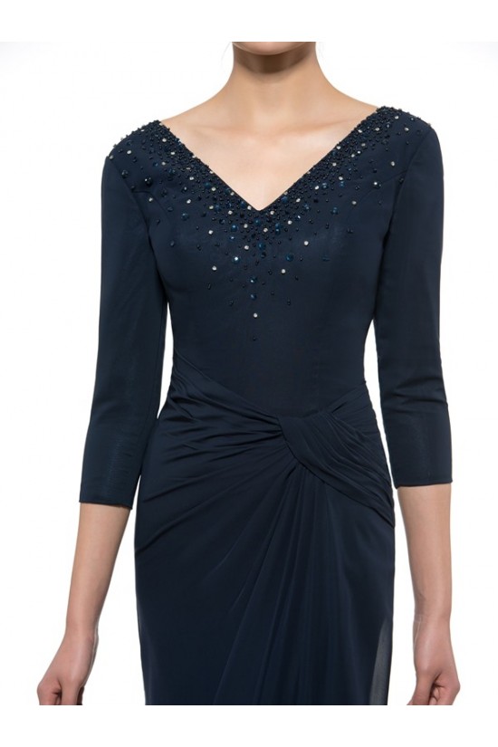 3/4 Length Sleeves V-Neck Chiffon Mother of The Bride Dresses 3040011 3/4 Length Sleeves V-Neck Chiffon Mother of The Bride Dresses 3040011
