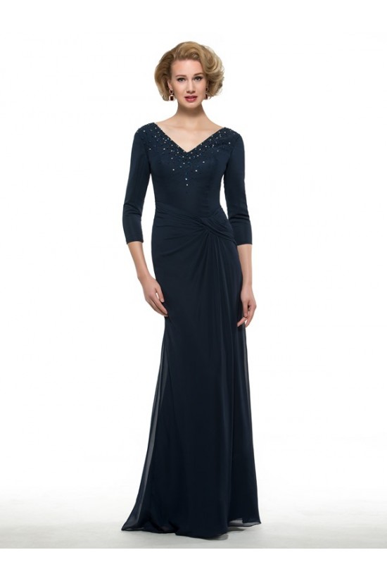 3/4 Length Sleeves V-Neck Chiffon Mother of The Bride Dresses 3040011 3/4 Length Sleeves V-Neck Chiffon Mother of The Bride Dresses 3040011