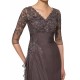 Long V-Neck Lace Chiffon 3/4 Length Sleeves Mother of The Bride Dresses 3040013