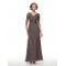 Long V-Neck Lace Chiffon 3/4 Length Sleeves Mother of The Bride Dresses 3040013