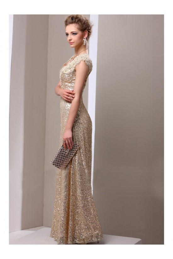 Sheath Gold Sequins Lace V-Neck Long Mother of The Bride Dresses 3040014 Sheath Gold Sequins Lace V-Neck Long Mother of The Bride Dresses 3040014