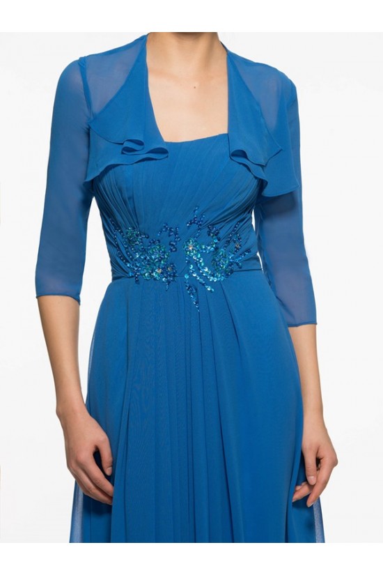 Long Blue Chiffon Mother of The Bride Dresses with A Jacket 3040015 Long Blue Chiffon Mother of The Bride Dresses with A Jacket 3040015