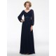 Long Sleeves V-Neck Chiffon Mother of The Bride Dresses 3040016