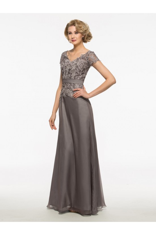 A-Line Short Sleeves Lace Chiffon V-Neck Mother of The Bride Dresses 3040021 A-Line Short Sleeves Lace Chiffon V-Neck Mother of The Bride Dresses 3040021
