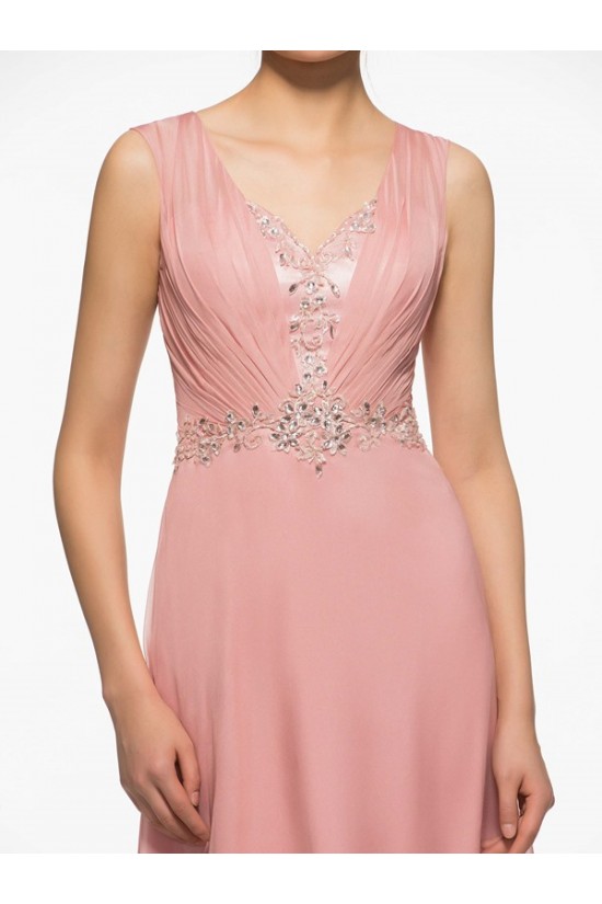 Long Pink Lace Chiffon V-Neck Mother of The Bride Dresses 3040024 Long Pink Lace Chiffon V-Neck Mother of The Bride Dresses 3040024