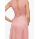 Long Pink Lace Chiffon V-Neck Mother of The Bride Dresses 3040024 Long Pink Lace Chiffon V-Neck Mother of The Bride Dresses 3040024