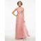 Long Pink Lace Chiffon V-Neck Mother of The Bride Dresses 3040024