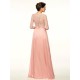 A-Line Bateau Half Sleeves Lace Chiffon Long Mother of The Bride Dresses 3040026