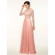 A-Line Bateau Half Sleeves Lace Chiffon Long Mother of The Bride Dresses 3040026