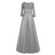 Purple 3/4 Length Sleeves Lace Chiffon Long Mother of The Bride Dresses 3040028