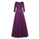 Purple 3/4 Length Sleeves Lace Chiffon Long Mother of The Bride Dresses 3040028