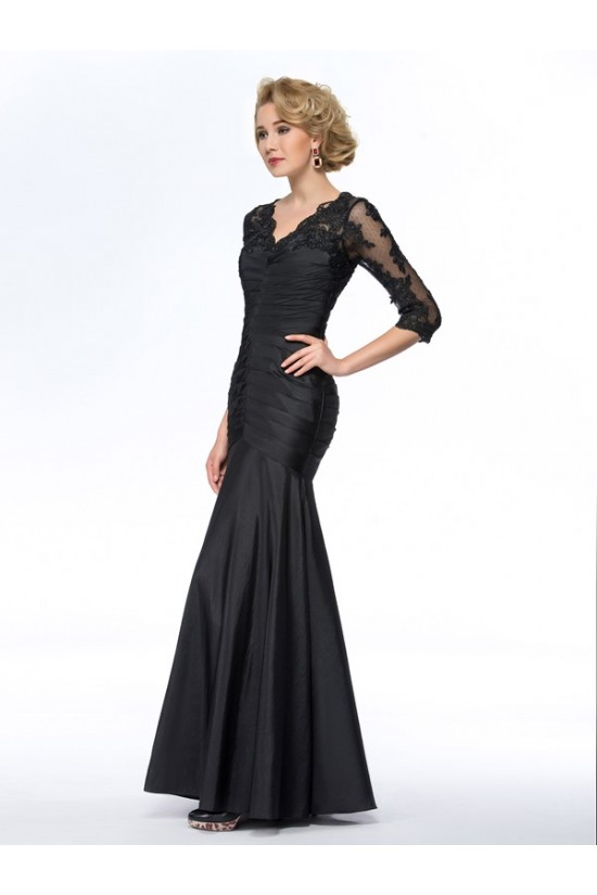 Long Black 3/4 Length Sleeves Lace Long Mother of The Bride Dresses 3040030 Long Black 3/4 Length Sleeves Lace Long Mother of The Bride Dresses 3040030
