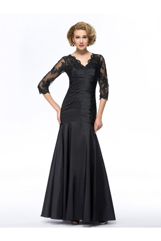 Long Black 3/4 Length Sleeves Lace Long Mother of The Bride Dresses 3040030 Long Black 3/4 Length Sleeves Lace Long Mother of The Bride Dresses 3040030