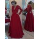 Long Red Long Sleeves Low V-Neck Lace Long Mother of The Bride Dresses 3040031 Long Red Long Sleeves Low V-Neck Lace Long Mother of The Bride Dresses 3040031