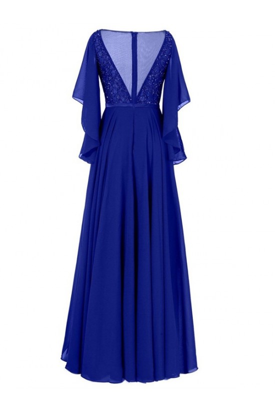 Long Purple Beaded Lace Chiffon Long Mother of The Bride Dresses 3040035