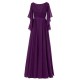Long Purple Beaded Lace Chiffon Long Mother of The Bride Dresses 3040035