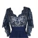 Long Blue V-Neck Lace Chiffon Long Mother of The Bride Dresses 3040037 Long Blue V-Neck Lace Chiffon Long Mother of The Bride Dresses 3040037