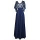 Long Blue V-Neck Lace Chiffon Long Mother of The Bride Dresses 3040037 Long Blue V-Neck Lace Chiffon Long Mother of The Bride Dresses 3040037