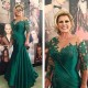 Long Sleeves Lace Illusion Neckline Mother of The Bride Dresses 602002