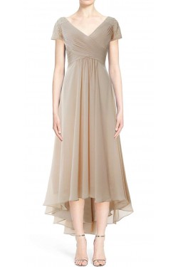 High Low V-Neck Chiffon Beaded Mother of The Bride Dresses 602009