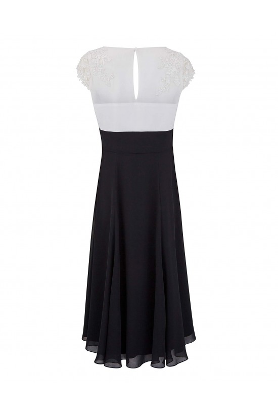 A-Line V-Neck Lace and Chiffon Tea-Length Mother of The Bride Dresses 602013