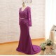 Mermaid Long Sleeves V-Neck Lace Mother of The Bride and Groom Dresses 602037