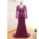 Mermaid Long Sleeves V-Neck Lace Mother of The Bride and Groom Dresses 602037