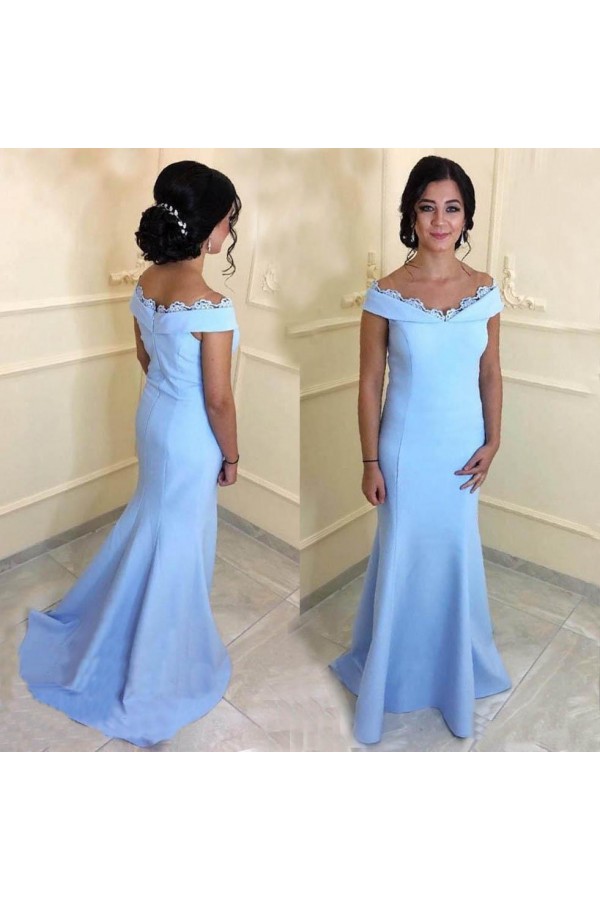 Champagne Off the Shoulder Mermaid Long Mother of the Bride Dress main image 0