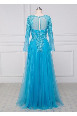 A-Line Long Sleeves Beaded Lace Appliques Mother of The Bride Dresses 602066