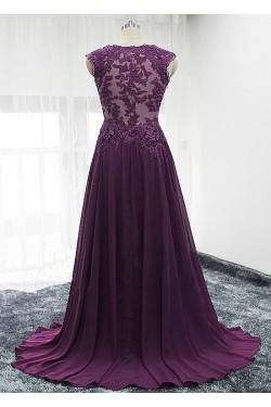 A-Line Lace Appliques V-Neck Mother of The Bride Dresses 602067