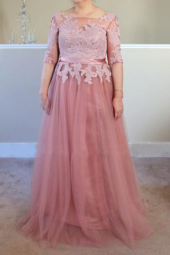 Long Lace Appliques Tulle Mother of The Bride Dresses 602092