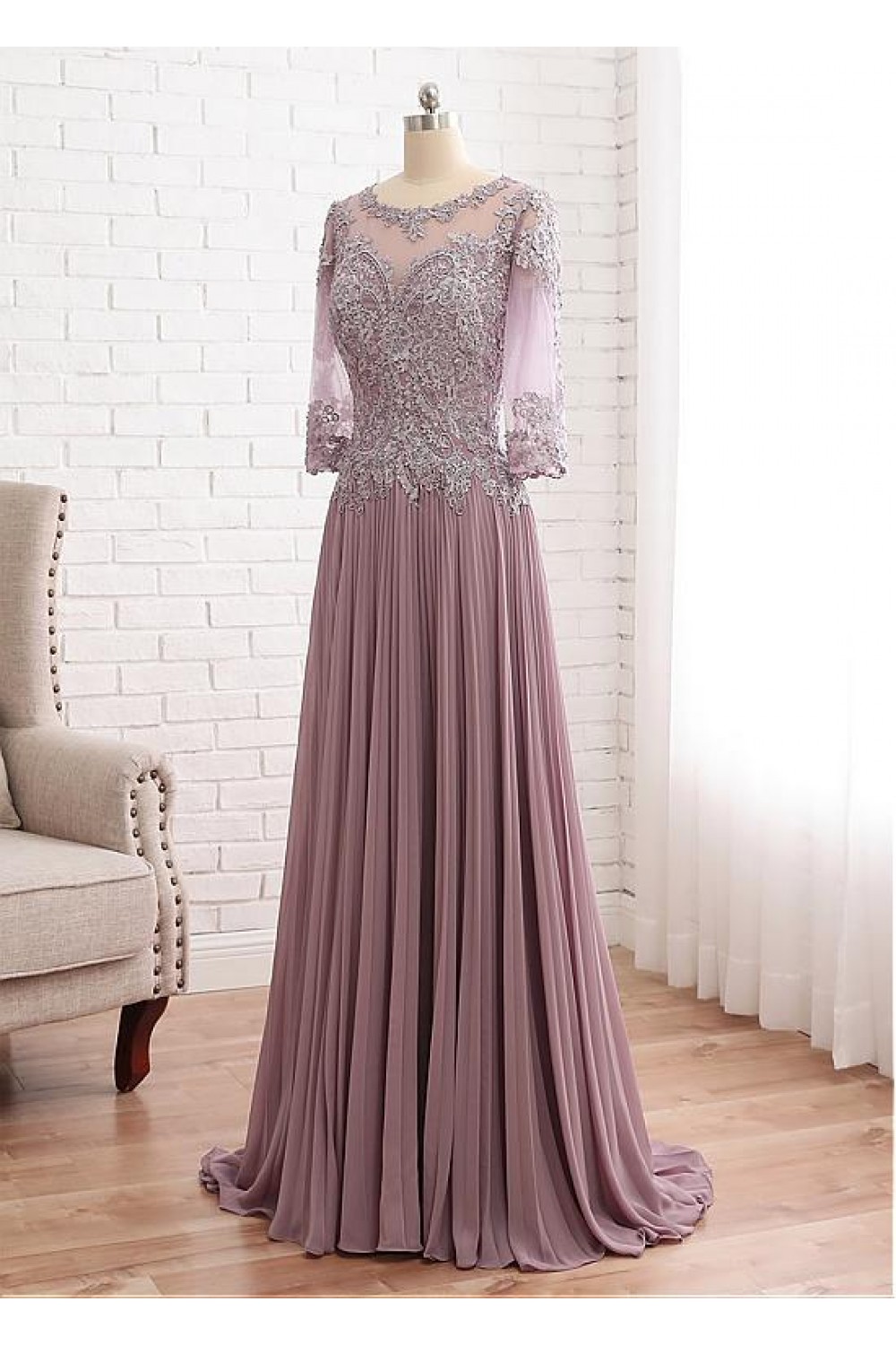 ALine Lace Chiffon Mother of The Bride Dresses 602095