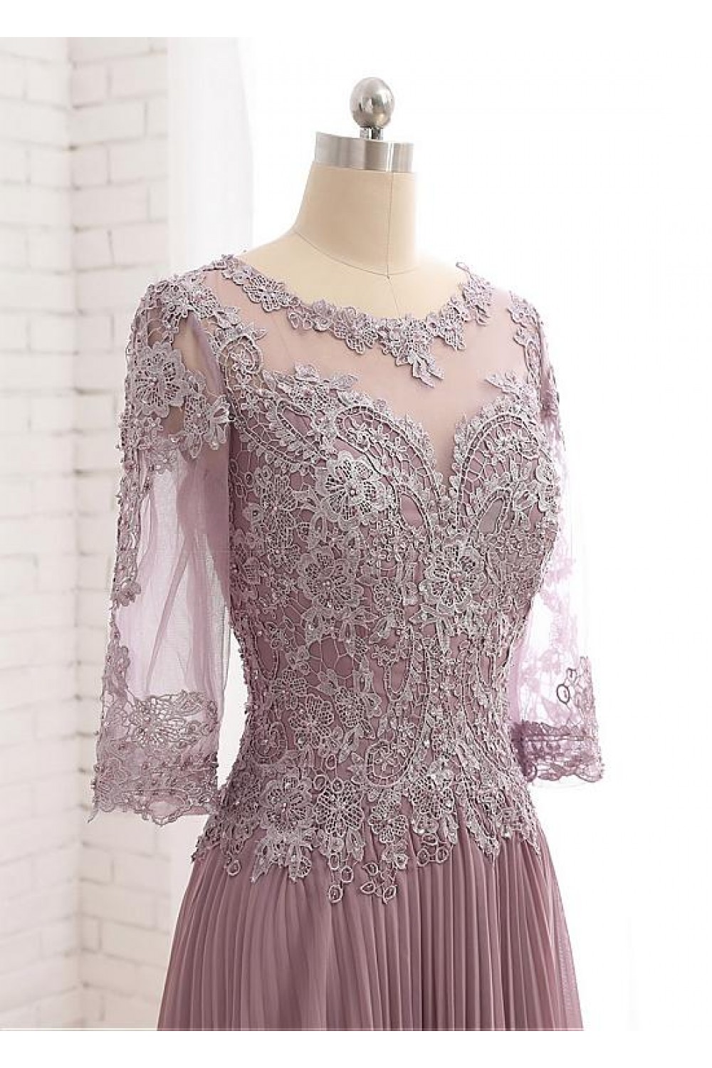 Cicinia Lilac Mother Of The Bride Dress Long Chiffon Lace A-line High Low Hemline Half Sleeves