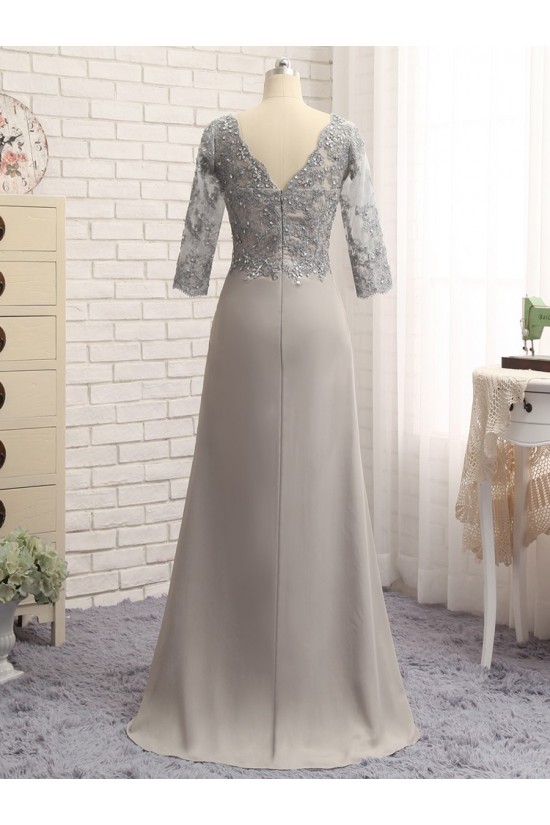 Elegant Chiffon Beaded V-Neck Long Mother of The Bride Dresses 602100 Elegant Chiffon Beaded V-Neck Long Mother of The Bride Dresses 602100