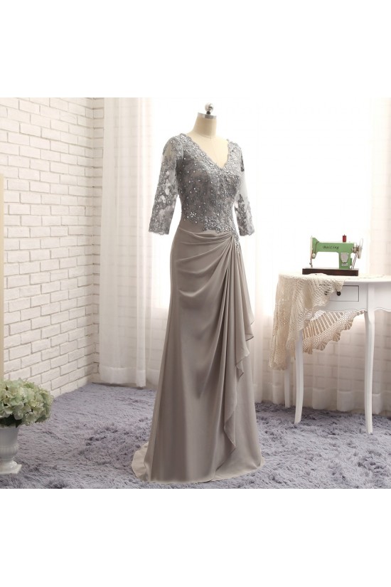 Elegant Chiffon Beaded V-Neck Long Mother of The Bride Dresses 602100 Elegant Chiffon Beaded V-Neck Long Mother of The Bride Dresses 602100