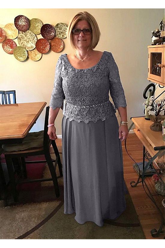 A-Line Lace Chiffon Long Mother of The Bride Dresses 602134 A-Line Lace Chiffon Long Mother of The Bride Dresses 602134